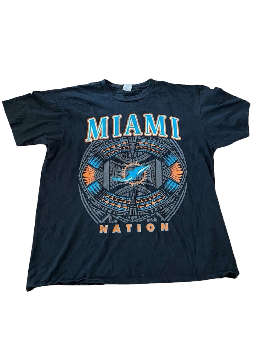 Vintage Shaka Wear Miami Dolphins Black Graphic T-Shirt Size 2XL rare